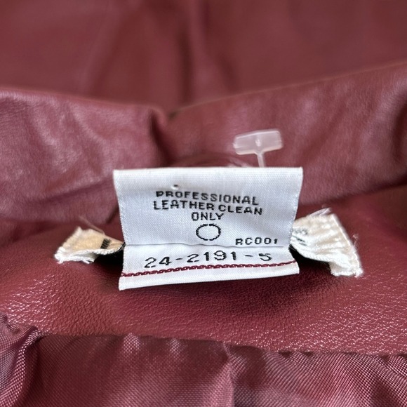 Bagatelle Vintage Size 10 Red Burgundy Leather Blazer Jacket Wine Monica Goth - Picture 12 of 12